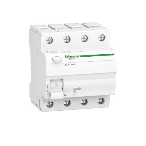 Produktbild: Schneider Electric FI-Schutzschalter Acti9 ID K, 4-polig, 40A, 30mA, Typ A, Artikelnummer A9Z01440