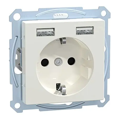 Produktbild: Schneider Electric Merten Schuko-USB-Steckdose, USB Typ 2.0+A, System M, Unterputz, polarweiss, Artikelnummer MEG2366-0319