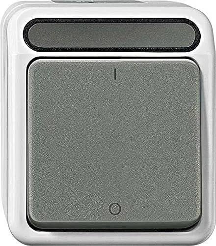 Produktbild: Schneider Electric Merten MEG3112-8029 Ausschalter für Feuchtraum Schalterprogramm, Aufputz, 2-polig, IP44, Lichtgrau, AQUASTAR