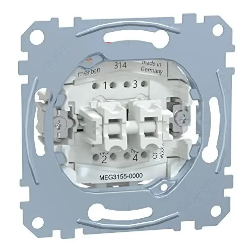 Produktbild: Schneider Electric Merten Doppeltaster-Einsatz, Unterputz, Steckklemmen, 1-polig, 10A, AC, 250V, Artikelnummer MEG3155-0000
