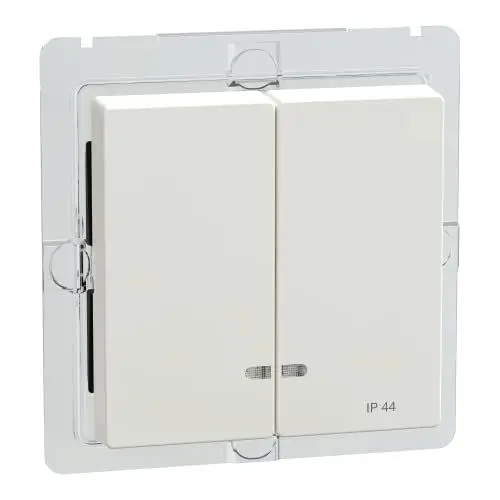 Produktbild: Schneider Electric Merten MEG3424-0319 Doppelwippe mit Kontrollfenster IP44, polarweiß glänzend, System M