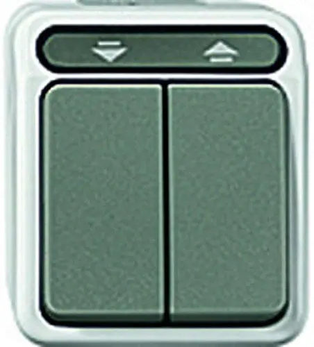 Produktbild: Schneider Electric Merten MEG3715-8029 Aufputz Rollladenschalter, 1-polig, Feuchtraum Schalterprogramm, IP44, Lichtgrau, AQUASTAR