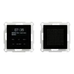 Produktbild: Schneider Electric Merten Radio Steckdosen Set mit Bluetooth inklusive Lautsprecher, Wecker, Unterputz, System M, IP20, schwarz, Artikelnummer MEG4375-0303