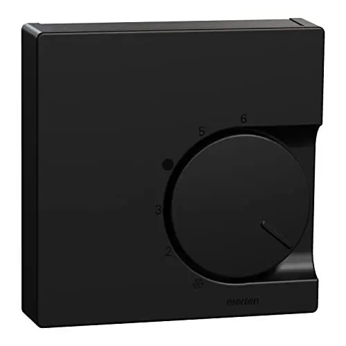 Produktbild: Schneider Electric Merten Zentralplatte für Raumtemperaturregler-Einsatz mit Wechselkontakt, System M, schwarz matt, Artikelnummer MEG5762-0403