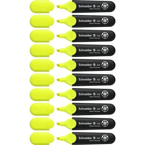 Produktbild: Schneider Job 150 Textmarker (aus recyceltem Kunststoff, ausgezeichnet mit Der blaue Engel) 10er Pack gelb
