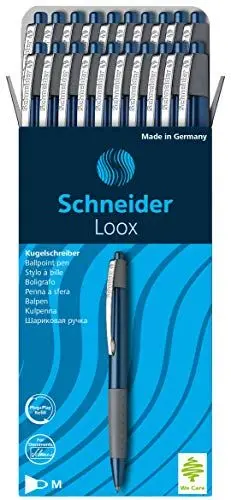 Produktbild: Schneider Loox Kugelschreiber (Schreibfarbe: blau, Strichstärke M, Druckmechanik, dokumentenechte Mine) 20er Packung blau