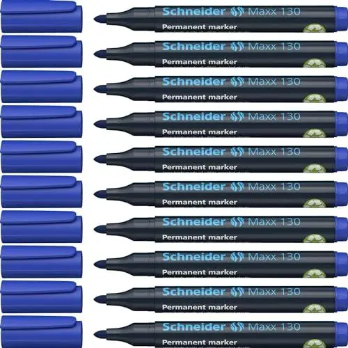 Produktbild: Schneider Maxx 130 Permanent-Marker mit Rundspitze (Strichstärke: 1-3 mm, nachfüllbar) 10er Packung blau