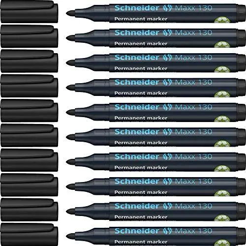 Produktbild: Schneider Maxx 130 Permanent-Marker mit Rundspitze (Strichstärke: 1-3 mm, nachfüllbar) 10er Packung schwarz