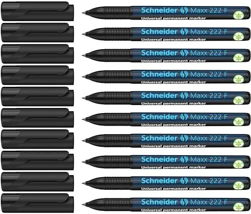 Produktbild: Schneider Maxx 222 F Universal-Marker (permanent, Cap-Off-Ink, nachfüllbar, 0,7 mm) 10er Packung schwarz