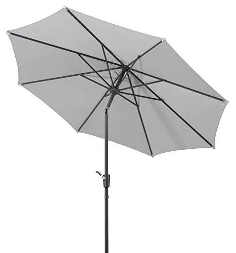 Produktbild: Schneider Sonnenschirm Harlem, silbergrau, 270 cm rund, 640-14, Gestell Stahl, Bespannung Polyester, 5 kg