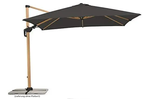 Produktbild: Schneider Sonnenschirm Rhodos Twist Woody, anthrazit, 300 x 300 cm quadratisch, 729-15, Gestell Alu/Stahl, Bespannung Polyester, 25.7 kg