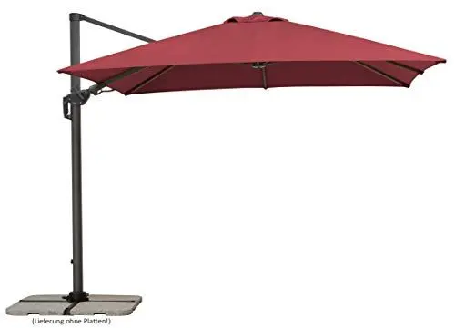 Produktbild: Schneider Sonnenschirm Rhodos Twist, bordeaux, 300 x 300 cm, quadratisch, 730-08, Gestell Alu/Stahl, Bespannung Polyester, 25,7 Kg