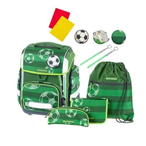 Produktbild: Schneiders 78366-060 - Schulranzen Ergolite Soccer Cup, 9-teiliges Set mit Schultasche, Federmäppchen, Schlamper, Sportbeutel, 3 Klett-Motiven und 2 Leuchtstäben