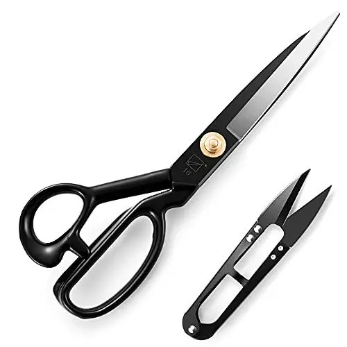 Produktbild: Schneiderschere Stoffschere 25,4cm - Profi Textilschere Scharf aus Edelstahl, Schere zum Schneiden von Stoff, Kleidung, Textilien, Leder, Jeans, Nähen & Ändern(Schwarz)