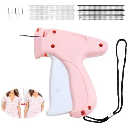 Produktbild: Schnelles Fixiergerät für Kleidung, Speedy Quick Clothing Fixer Schnelles Fixiergerät für Kleidung, Quilt-Nähen Nadel, Mini-Stichsäumpistole mit 5 Nadeln 1000 Plastiknadel