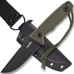 Produktbild: SCHNITZEL TRI - Outdoormesser mit Kydex-Scheide und Dangler-Tragesystem - Bushcraft Messer Outdoor Freizeitmesser Erwachsene (Grün)