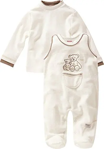 Produktbild: Schnizler Unisex Baby 811021 Strampler-Set Nicki Bär, 2-Natur, 62