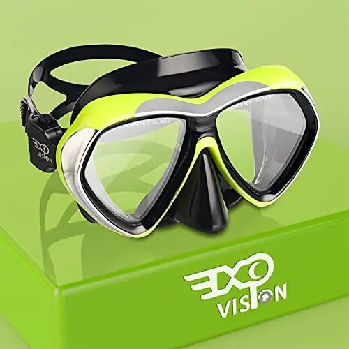 Produktbild: Schnorchel Tauchmaske, Anti-Leck Scuba Dive Schwimmbrille mit Nasenschutz Easybreath gehärtetes Glas Professionelle Schwimmausrüstung zum Schnorcheln Freitauchen (Blau)