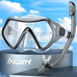 Produktbild: Schnorchelset Erwachsene,Schnorcheln Set-Erwachsene Taucherbrille 180° Panorama Anti-Fog Schwimmbrille Tempered Glas Tauchgerät Maske Verstellbares Silikonband für Schnorcheln Schwimmen