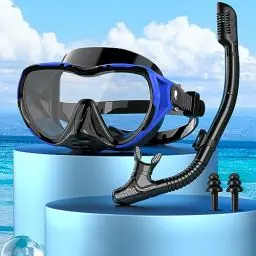 Produktbild: Schnorchelset Erwachsene mit Taucherbrille und Dry Schnorchel,Taucherbrille Erwachsene mit Linse Gehärtetem Glas Anti-Leck & Anti-Fog Panorama Tauchmaske für Schnorcheln, Schwimmen und Tauchen