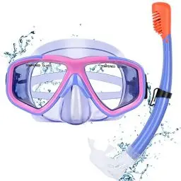Produktbild: KUYOU Taucherbrille Kinder mit Schnorchel Schnorchelset Schwimmbrille Schnorchelmaske 7-13 Jahre, Dry Top System, Panorama-Weitblick