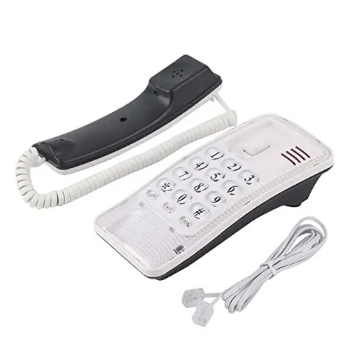Produktbild: Schnurgebundenes Festnetztelefon, Festnetztelefon mit Flash-Wahlwiederholungsfunktion für die Letzte Nummer, Tragbares, an der Wand Montierbares Telefon für Bankanrufe Im Home Hotel Office(Weiß)