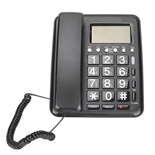Produktbild: Schnurgebundenes Telefon, Klassisches Festnetztelefon mit Großen Tasten und Freisprecheinrichtung/Anrufer-ID/Kurzwahltasten, Telefon mit Zwei Schnittstellen, Erweiterungen, Stromversorgung(Schwarz)