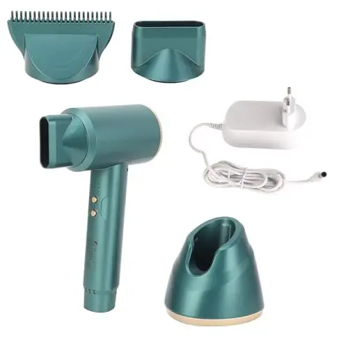 Produktbild: Schnurloser Haartrockner, 3-Stufen-Windeinstellung, Wiederaufladbarer Hand-Haarföhn, Geräuscharm, Schnell Formend, Leicht, Tragbar, Reise-Haartrockner für Draußen, Camping, Strände (EU-Stecker)