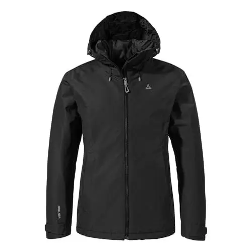 Produktbild: Schöffel Damen Ins Jacket Style Wildkar WMS, wetterfeste, wärmende Outdoorjacke mit 2-Wege-Stretch, atmungsaktiver, wasserdichter Anorak mit verstellbarer Kapuze, black, 36