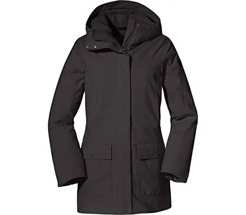 Produktbild: Schöffel Damen Ins. Parka Rotterdam L, wind- und wasserdichter Damen Parka mit verstellbarer Taille, Wintermantel mit 4-Wege-Stretch und Teddyfutter, black, 42