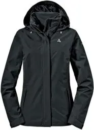 Produktbild: Schöffel Damen Jacket Gmund L, wind- und wasserdichte Regenjacke, atmungsaktive Outdoor Jacke, Wanderjacke mit verstaubarer Kapuze, black, 42