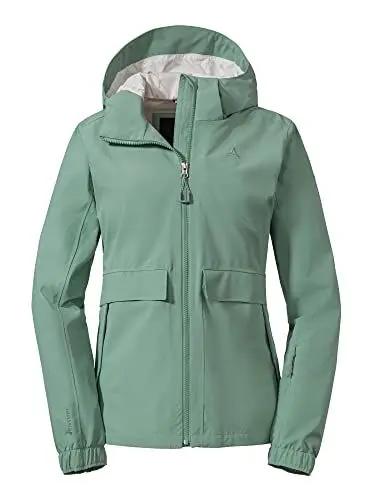 Produktbild: Schöffel Damen Jacket Lausanne L, Funktionsjacke mit Kapuze, wasserdichte Übergangsjacke mit Pack-Away-Tasche, matcha mint, 38