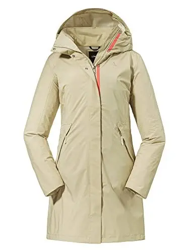 Produktbild: Schöffel Damen Parka Sardegna L, wind- und wasserdichte Regenjacke für Frauen mit praktischen Taschen, leichte Damen Jacke für Frühling und Sommer, humus, 40
