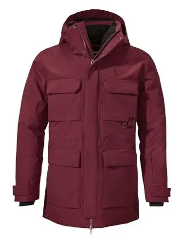 Produktbild: Schöffel Herren Down Parka Ridgeland M, wind- und wasserdichter Daunenparka mit RDS-zertifizierten Federn, leichte Outdoorjacke mit Wärmekragen und Kapuze, dark burgundy, 46