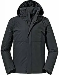 Produktbild: Schöffel Herren Jacket Gmund M, wind- und wasserdichte Regenjacke, atmungsaktive Outdoor Jacke, Wanderjacke mit verstaubarer Kapuze, black, 58