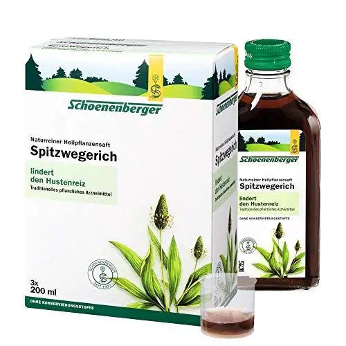 Produktbild: Schoenenberger - Spitzwegerich naturreiner Heilpflanzensaft - 3x 200 ml (600 ml) Glasflaschen - der rein pflanzliche Hustenstiller - traditionelles pflanzliches Arzneimittel