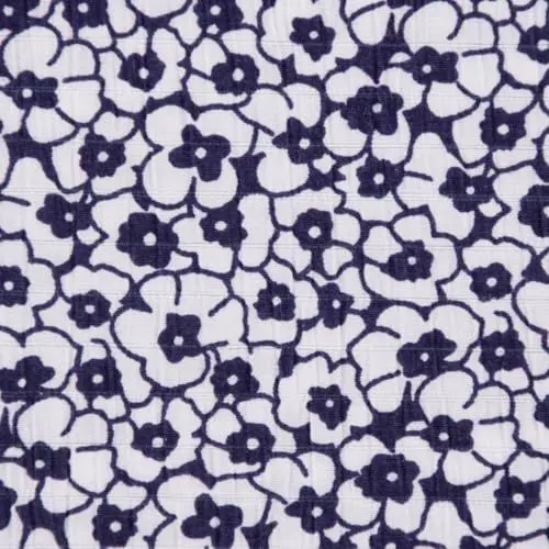Produktbild: SCHÖNER LEBEN. Seersucker Viskosestoff Bekleidungsstoff Blümchen blau weiß 1,28m