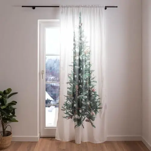 Produktbild: SCHÖNER LEBEN. Weihnachtsgardine Fertiggardine mit Tunnelzug Weihnachtsbaum 130x230cm