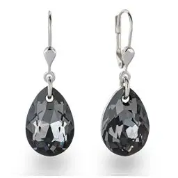 Produktbild: Schöner-SD 925 Silber Ohrringe Tropfen Kristall 16mm Silver Night grau anthrazit