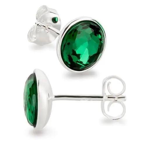 Produktbild: Schöner-SD Ohrstecker rund 925 Silber mit Markenkristall Emerald grün