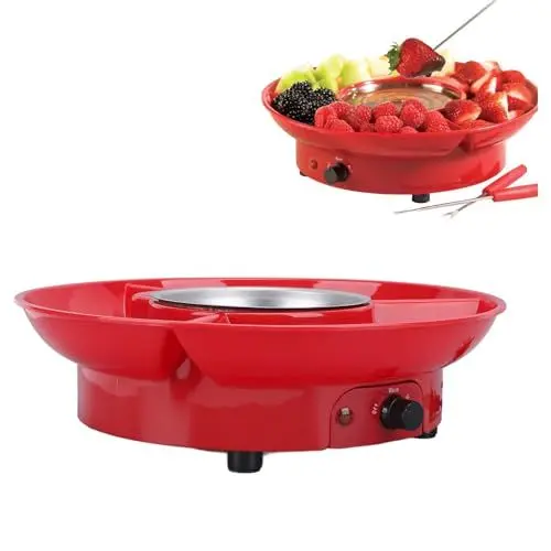 Produktbild: Schokoladenschmelztopf, Elektrische Schokoladenbrunnenmaschine, Öl-Fondue-Topf-Set mit Abnehmbarem Tablett, Einstellbare Temperatur, Multifunktions-Schokoladenwärmer, Heiztopf