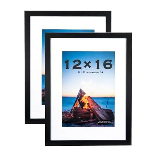 Produktbild: Scholar Tree 2er Set Bilderrahmen 30x40 Schwarz MDF Holz-Rahmen mit bruchsicherem Acrylglas. ideal für Zertifikat zum aufhängen und aufstellen.rahmen 30x40