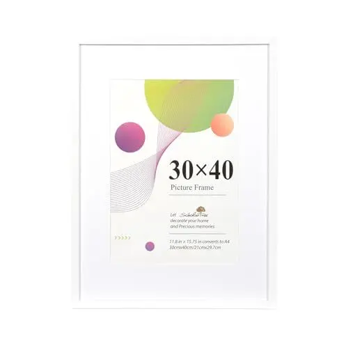 Produktbild: Scholar Tree 30x40 Bilderrahmen-1 Pack Weiß,12x16 Bilderrahmen, Holzbilderrahmen mit A4 Passepartout,mit Wandaufhängung