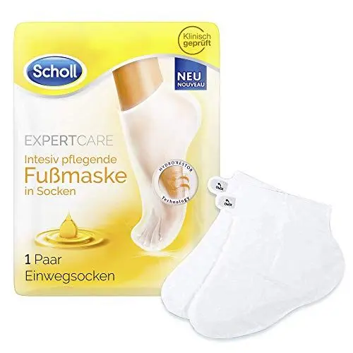 Produktbild: Scholl Expertcare Intensiv Pflegende Fußmaske mit 3 Wertvollen Ölen – Feuchtigkeitsspendende Pflege – 1 Paar Einwegsocken