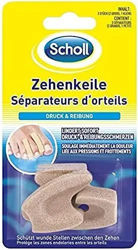 Produktbild: Scholl Zehenkeile Schaumstoffkeile Zehentrenner - sorgen für Linderung bei Schmerzen und Wundsein zwischen den Zehen (1x 3 Stück)