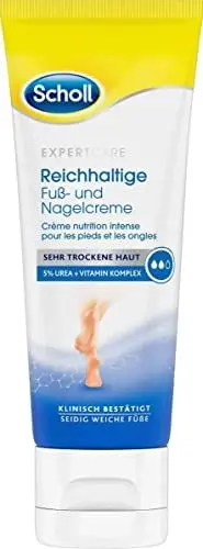 Produktbild: Scholl reichhaltige Fuß- und Nagelcreme - ideal für raue, sehr trockene Füße - mit Urea & Vitamin-Komplex - steigert den Feuchtigkeitsgehalt - 75 ml