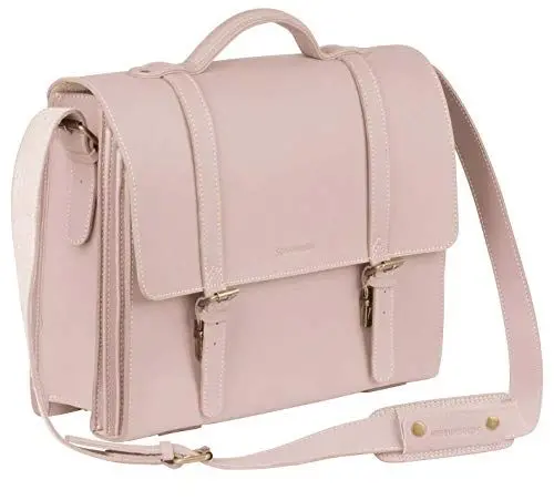 Produktbild: Schoolmaster modern classic - rose, moderne Lehrertasche & Aktentasche aus echtem Leder, viele Innenfächer, Laptoptasche, Umhängetasche & Ledertasche für Damen