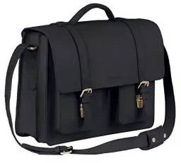 Produktbild: Schoolmaster new classic - black, klassische Lehrertasche & Aktentasche aus echtem Leder, viele Innenfächer, Laptoptasche, Umhängetasche & Ledertasche für Damen & Herren