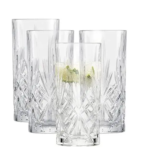 Produktbild: SCHOTT ZWIESEL Longdrinkglas Show (4er-Set), anmutiges Trinkglas für Longdrinks mit Relieff, spülmaschinenfeste Kristallgläser (Art.-Nr. 121878), Kristall