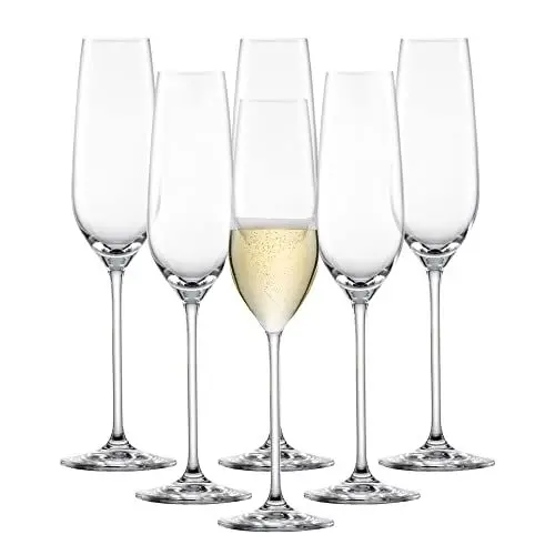 Produktbild: SCHOTT ZWIESEL Sektglas Fortissimo (6er-Set), elegante Champagner Gläser mit Moussierpunkt, spülmaschinenfeste Tritan-Kristallgläser, Made in Germany (Art.-Nr. 112494)